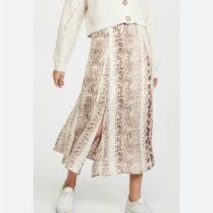 Re:named Snake Print Brown Midi Skirt